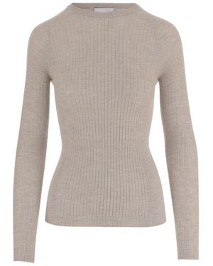 Sa Su Phi Ribbed Cashmere And Silk Knit Sweater - Gray