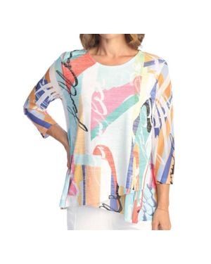 Jess & Jane Novel Burnout Mesh Contrast Top - Blue