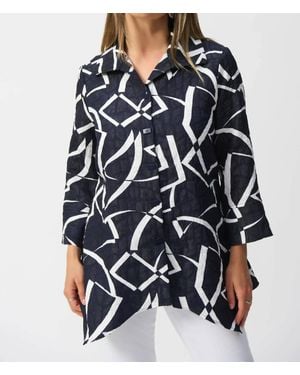 Joseph Ribkoff Abstract Jacquard Jacket - Blue