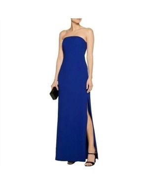 Adam Lippes Column Strapless Side Slits Gown - Blue