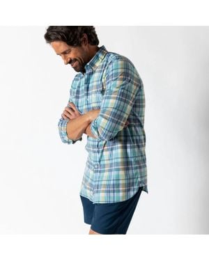 Duck Head Page Long Sleeve Performance Poplin Sport Shirt - Blue