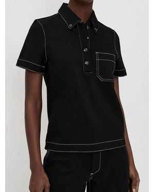 Rag & Bone Irina Contrast Stitch Polo - Black