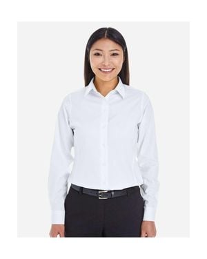 Devon & Jones Crown Collection Royal Dobby Woven Dress Shirt - White