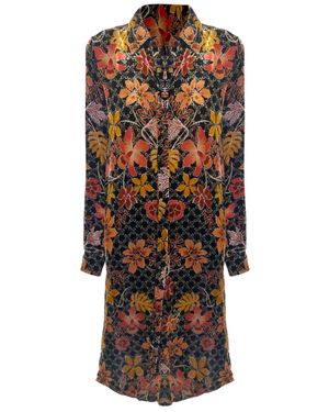 Johnny Was Jasmoon Flore Velvet Relaxed Overshirt Dress - Black