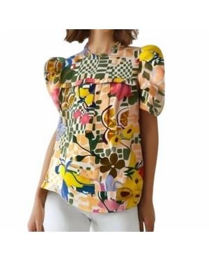 CELINA MOON Mosaic Poplin Top - Yellow