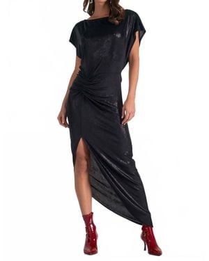 Elan Metallic Cap Sleeve Dress - Black