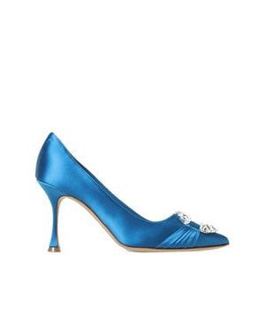 Manolo Blahnik Maida 090 Satin Pumps - Blue