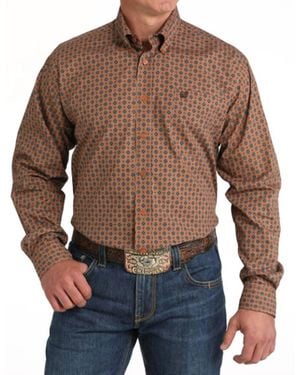 Cinch Classic Print Button Down Western Shirt - Brown