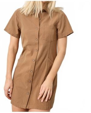Lilla P Twill Paneled Shirt Dress - Brown