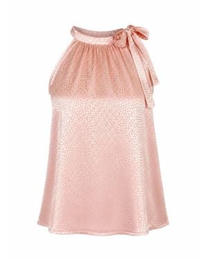ELINGS Satin Animal Texture Halter Top - Pink