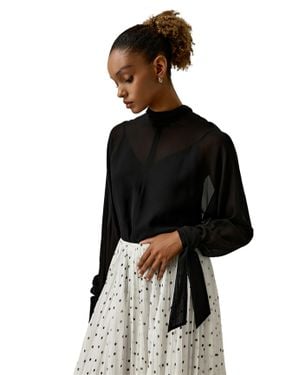 LILYSILK Floaty Batwing Sleeve Blouse Set For - Black