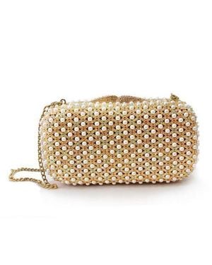 Fashnzfab Metal Clutch With Top Grade Crystal - Metallic