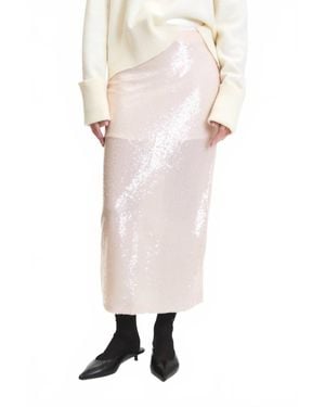 DELUC Logan Sequins Pencil Midi Skirt - White