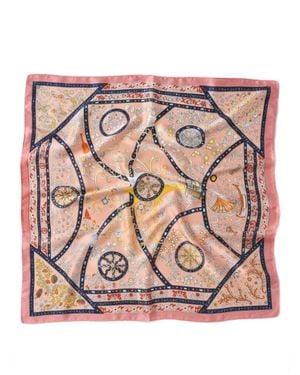 Funkyrel Vintage Print Square Scarf & Head Wrap - Pink