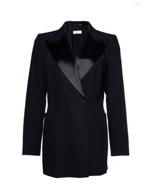 Dries Van Noten Wool Blazer With Shiny Revert And Press Studs - Black