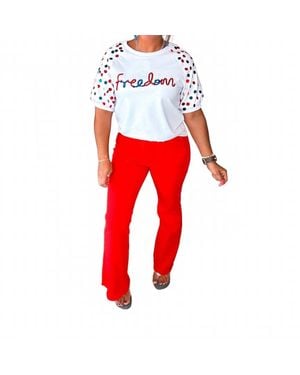 Jadyk Let Freedom Ring Sequin Sleeve Top - Red