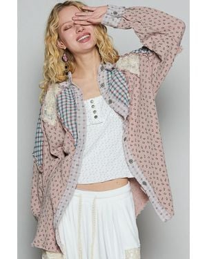 Pol Ditsy Sequin Button Up Top - Gray