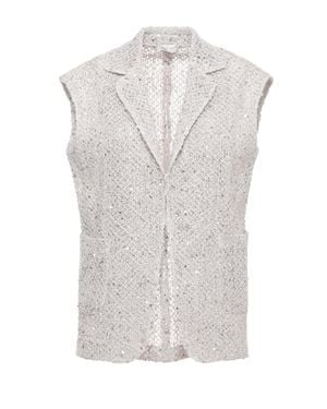 Panicale Sequined Linen-Cotton Blazer - Gray