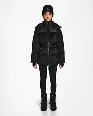 Rudsak Donia Fitted Velvet Down Puffer With Removable Sleeves - Black