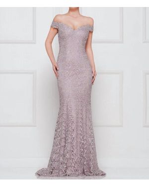 Marsoni by Colors Off Shoulder Lace Gown - Purple