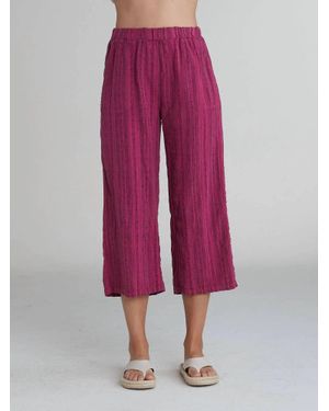 cut-loose Pinstripe Linen Easy Crop Pant - Red