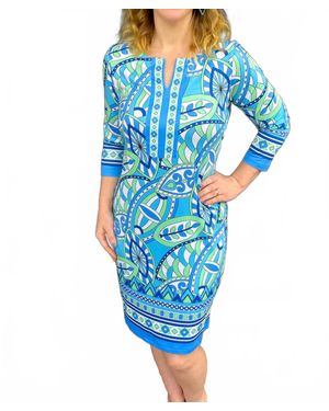 Tango Mango 3/4 Sleeveless Spf Dress - Blue
