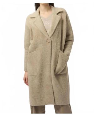 Joseph Ribkoff Notched Collar Long Sleeves Faux Fur Coat - Natural
