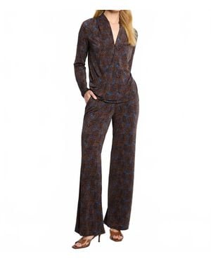 NIC+ZOE Feather Fern Wrap Top - Brown