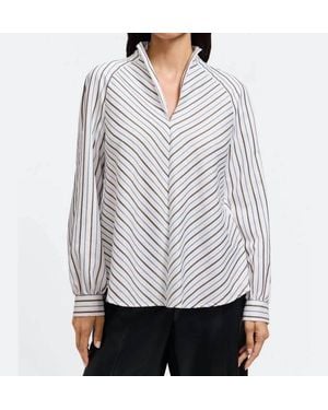 Foxcroft Daphne Popover Blouse - Gray