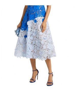 Marchesa Two-Tone Guipure Lace Midi Dress - Blue