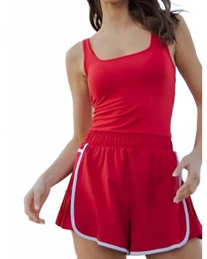 Rae Mode Rylie Contrast Pleated Shortsie - Red