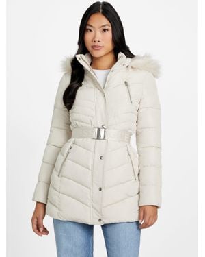 Guess Stevie Hooded Puffer Coat - White