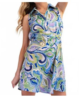 Easel Marbled & Pretty Dress - Blue