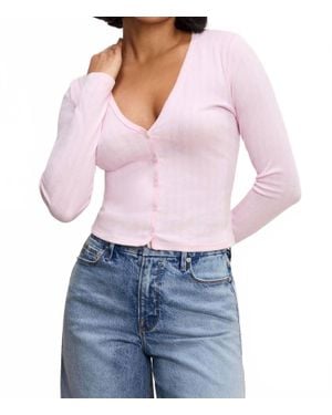 GOOD AMERICAN Pointelle Cardigan Top - Purple