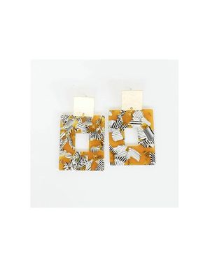 Virtue Jewelry Design Zebra Rectangle Post Earrings - White