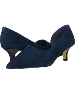Bella Vita Quilla Pump Suede Pointed Toe Kitten Heel Hawk259 - Blue