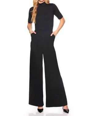Susana Monaco Mock Neck Short Sleeve Jumpsuit - Blue