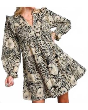 Umgee Floral Dress - Metallic