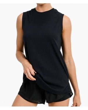 Mono B Notched Sleeveless Flowy Tank Top - Black