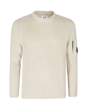 C.P. Company Full-Rib Cotton Crewneck Sweater - White
