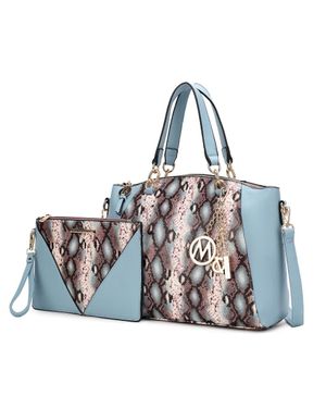 MKF Collection by Mia K Addison Snake Embossed Vegan Leather 's Tote Bag - Blue