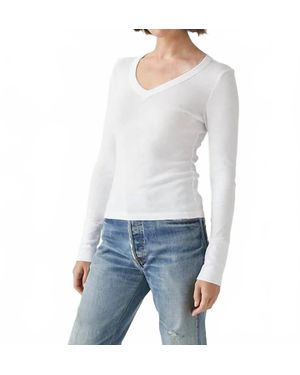 Michael Stars Logan Long Sleeve V-Neck Tee - White