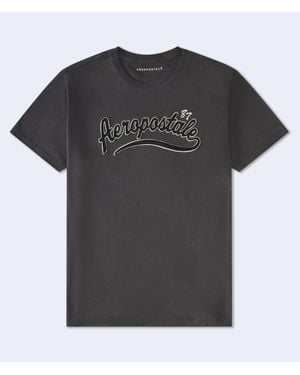 Aéropostale 87 Script Appliqué Graphic Tee - Black
