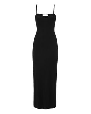 Philipp Plein Rib Straight Across Midi Dress - Black