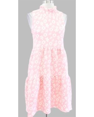tyler boe Textured Dress With Daisies - Pink