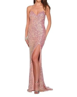 Dave & Johnny V-Neck Long Prom Dress - Red