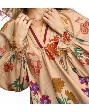 Umgee Bohemian Floral Peasant Blouse - Multicolor