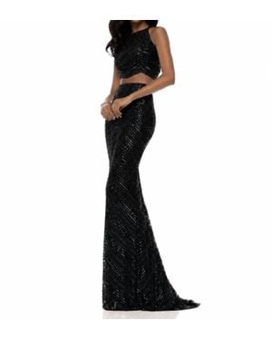 Sherri Hill Two Piece Sequin Gown - Black