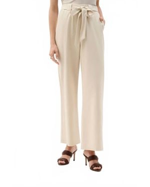Joseph Ribkoff Linen Woven Pull-On Wide Leg Pants - Natural