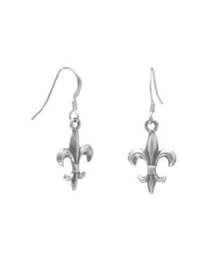 Fashnzfab Oxidized Fleur De Lis French Wire Earrings - Metallic